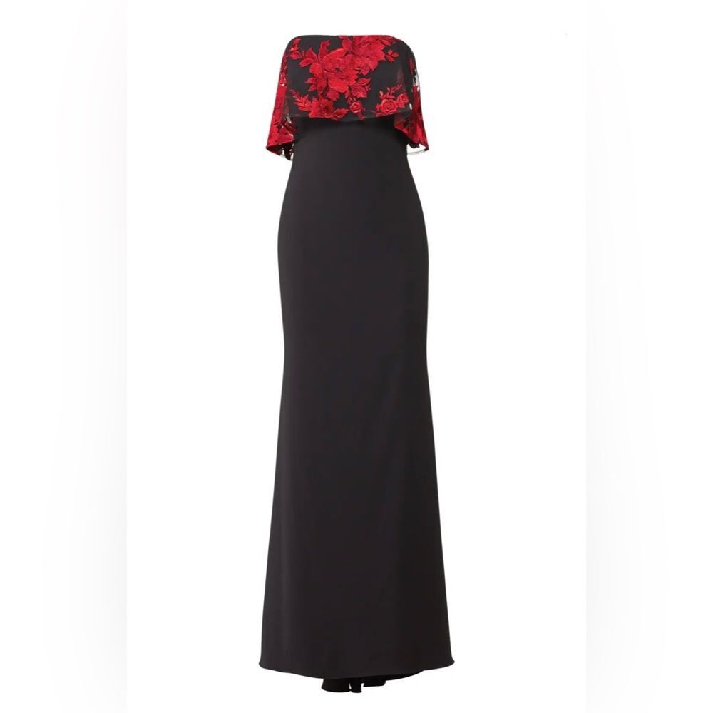 Badgley Mischka Floral Popover Gown, Mesh, Floral Applique, New, Size 14